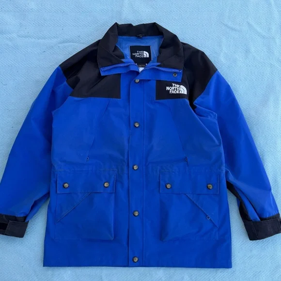 Vintage 90s North Face Black & Blue Gore Tex Rain Jacket - Picture 1 of 7